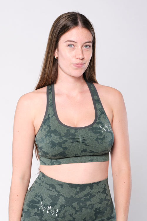 CAMO SPORTS BRA - SAGE GREEN