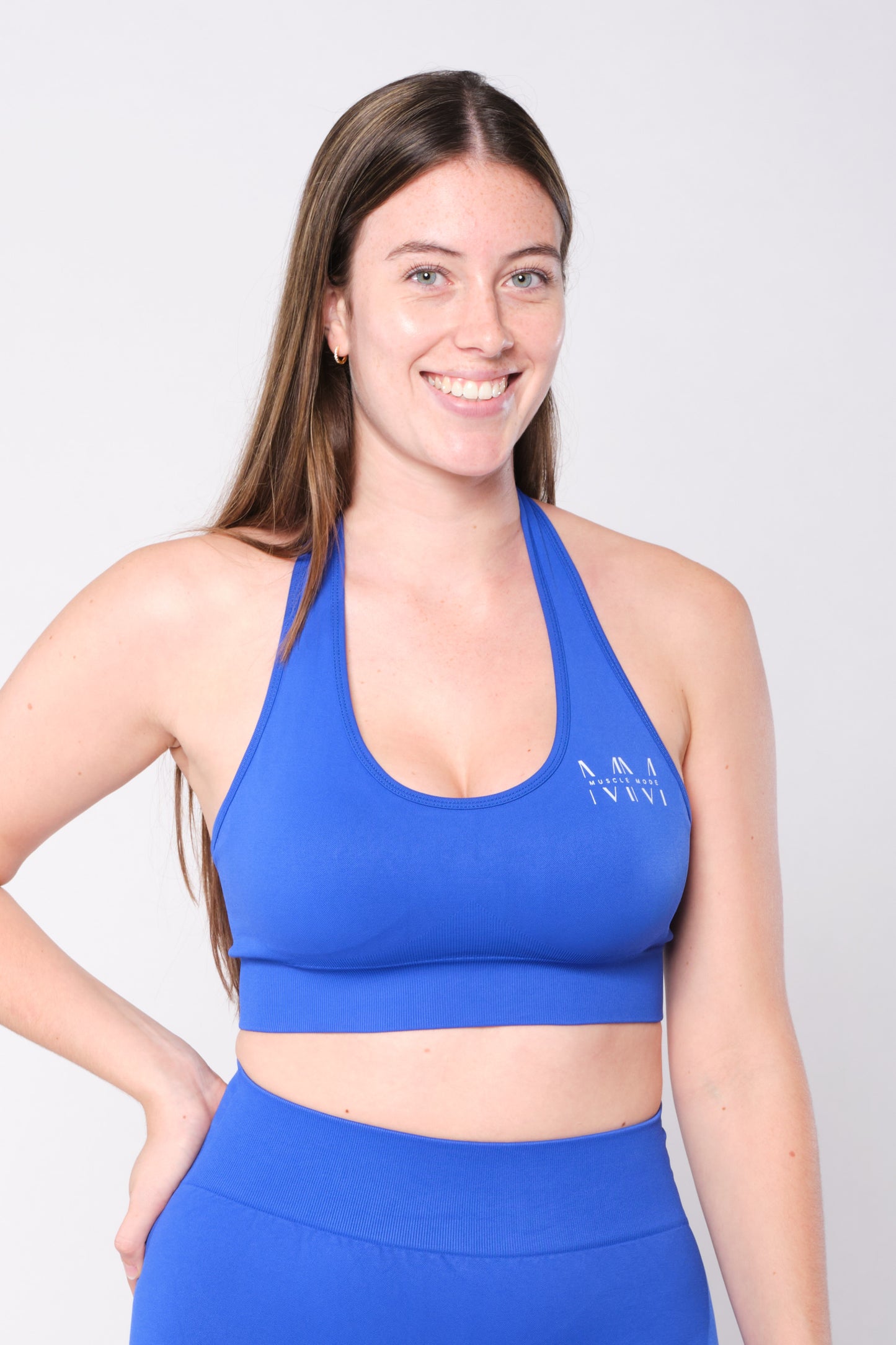 FLEX HALTER SPORTS BRA - BLUEBERRY BLUE