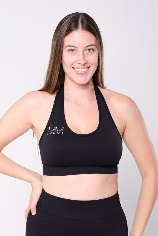 FLEX HALTER SPORTS BRA - SHADOW BLACK