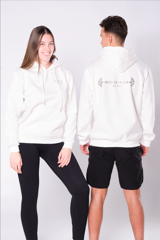 MUSCLE MODE HOODIE - WHITE