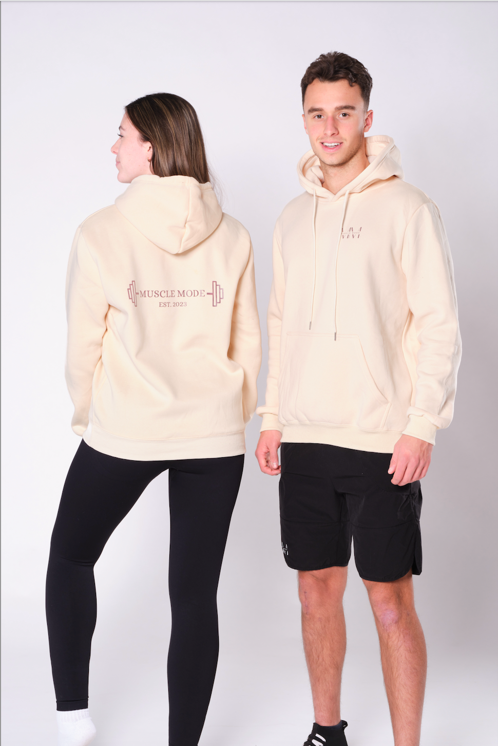 MUSCLE MODE HOODIE - BEIGE